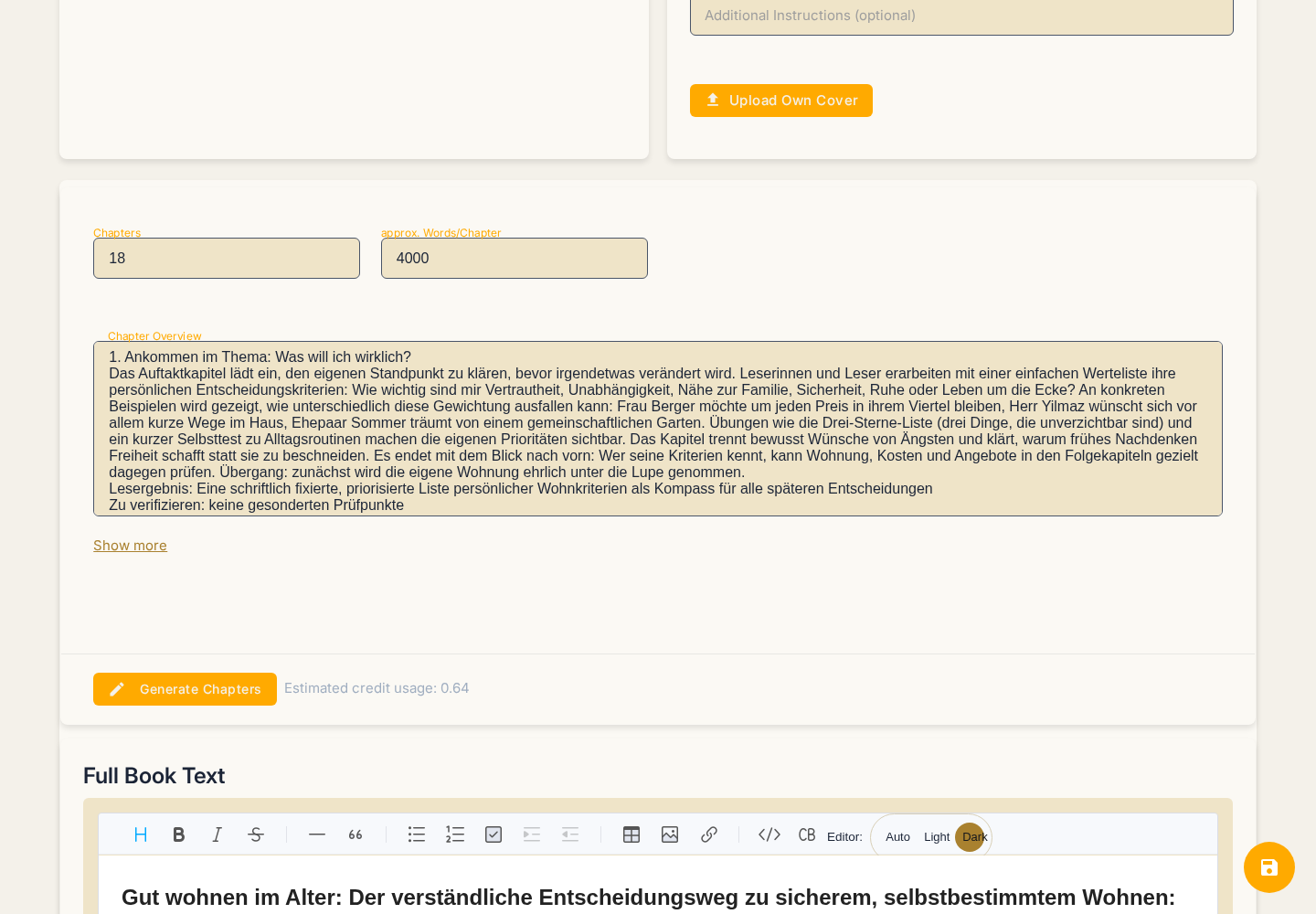 Editor mit dem deutschen Manuskript Wohnen im Alter